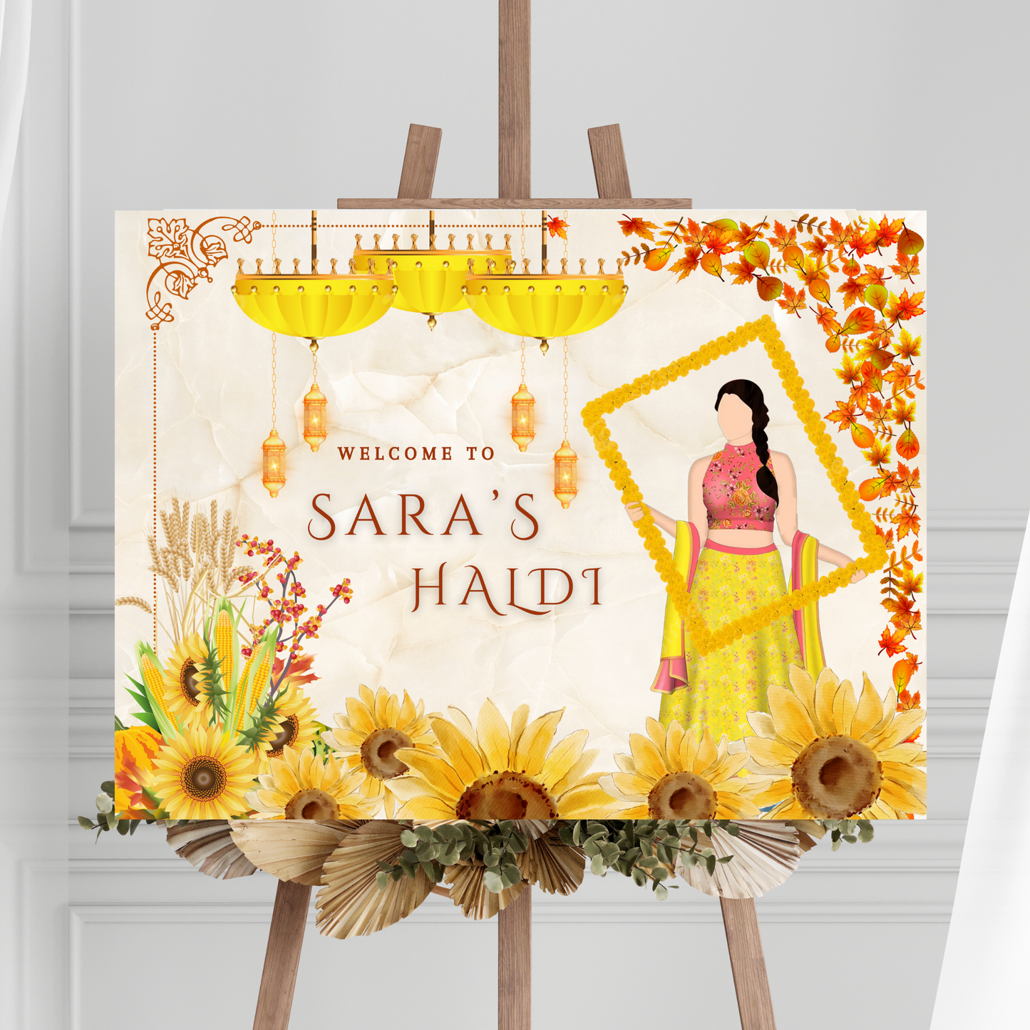 Maiyan Pithi Haldi Sign Template | Indian Wedding Welcome Sign