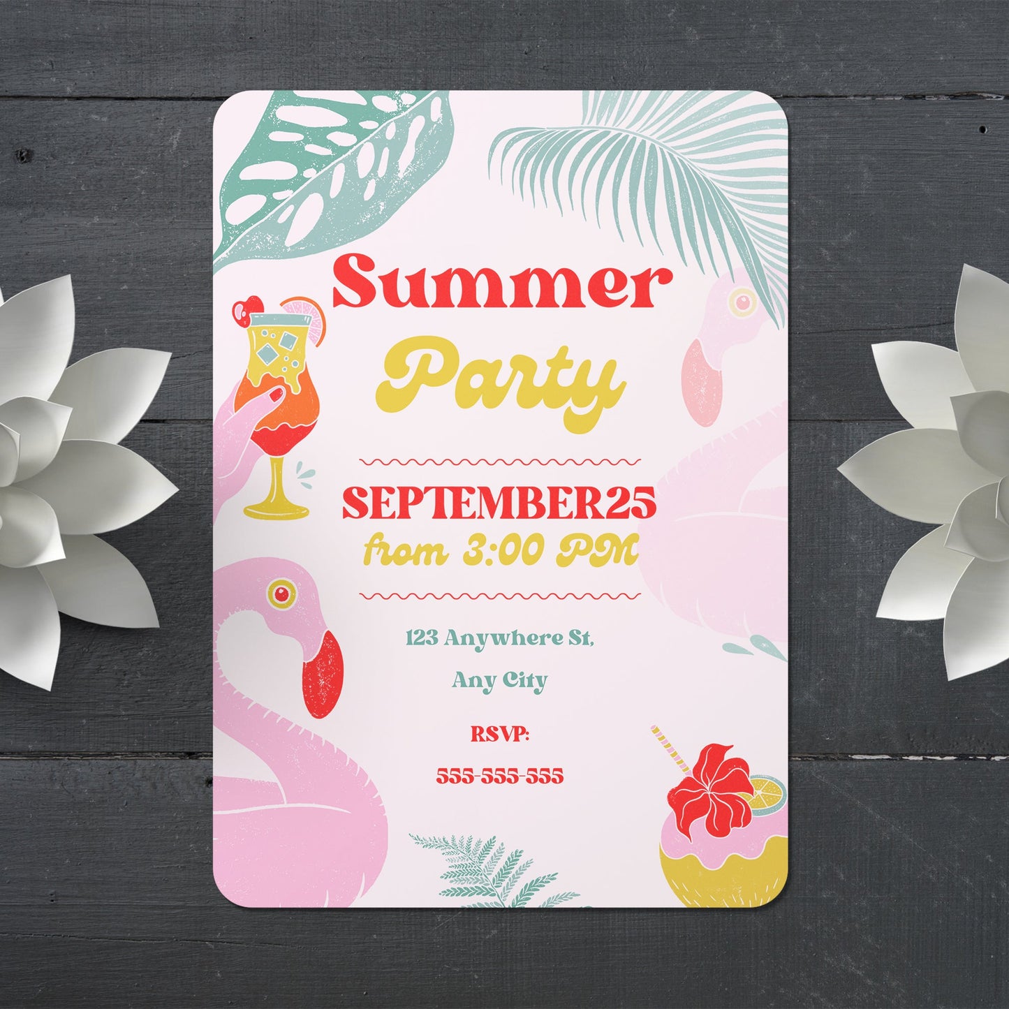 Summer Party Invite | Summer Party Invitation Canva Template CreativeRino