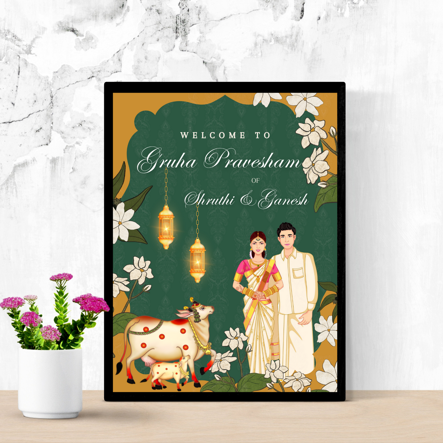 Gruhapravesham Welcome Sign Template | Indian Housewarming Welcome Sign