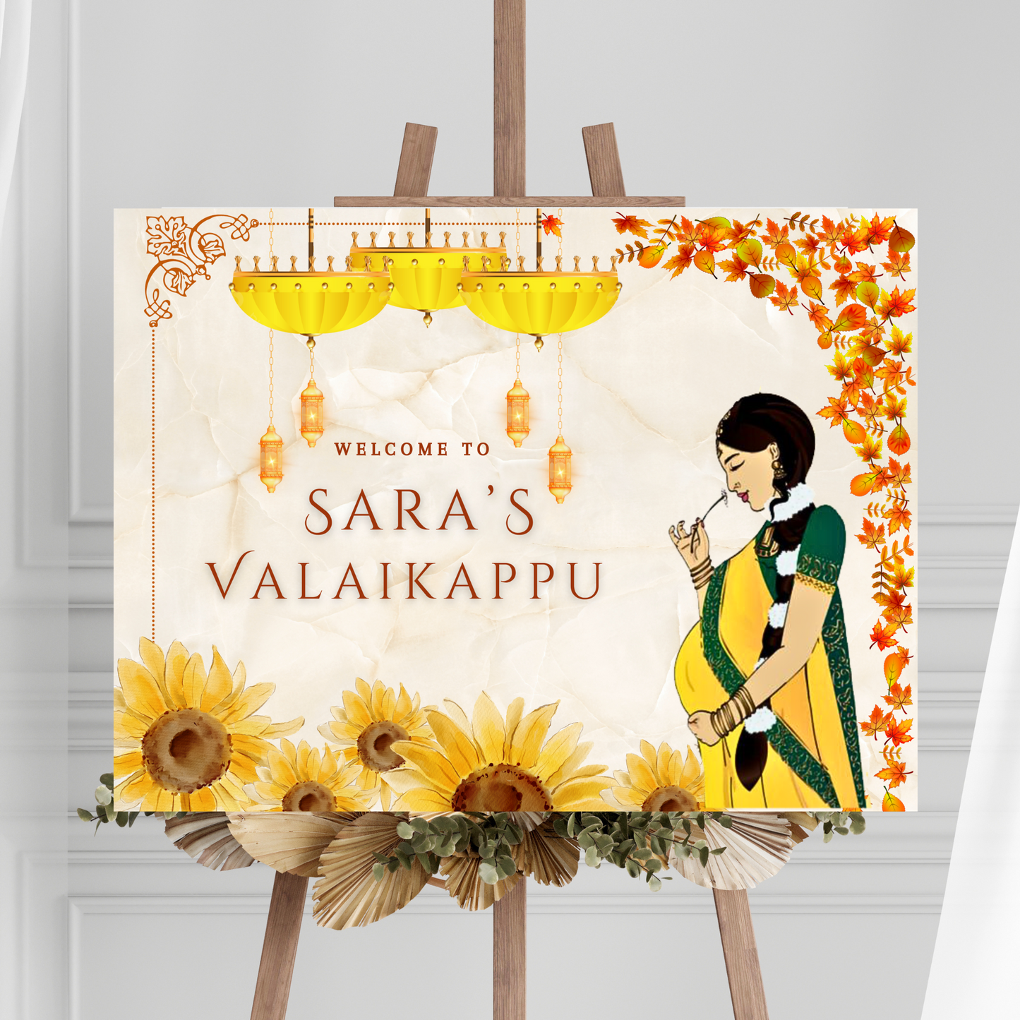 Valaikappu Ceremony Sign Template | Indian Baby Shower Welcome Sign