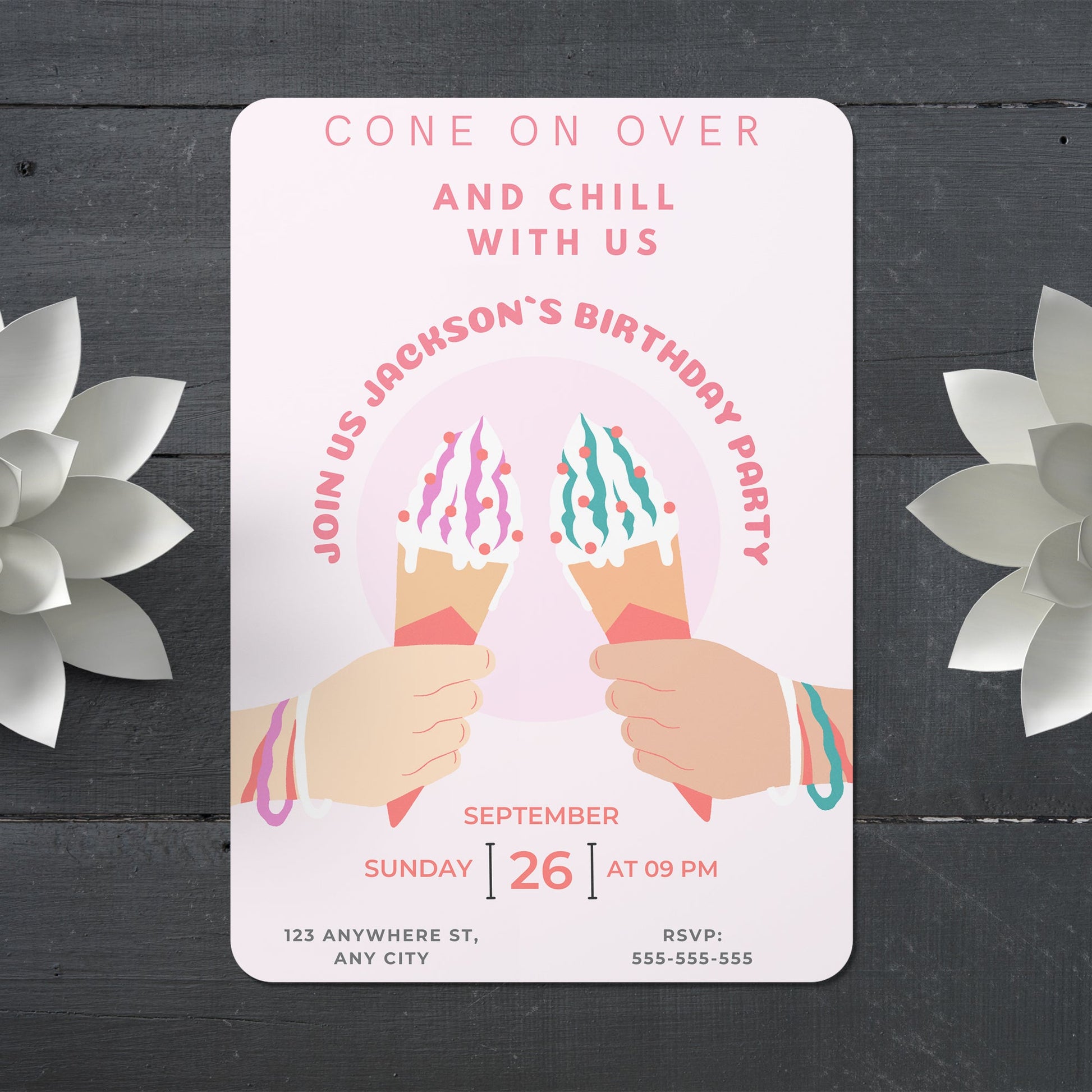 Snow Cone Birthday Party Invitation | Snow Cone Invite Canva Template CreativeRino