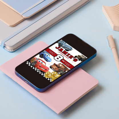 Cars Birthday Invitation Template | Lightning McQueen Invite - CreativeRino