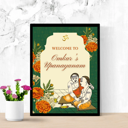 Upanayanam Ceremony Sign Template | Janeau Thread Ceremony Welcome Sign - CreativeRino