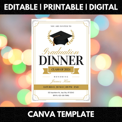 Graduation Dinner Invitation Template - CreativeRino