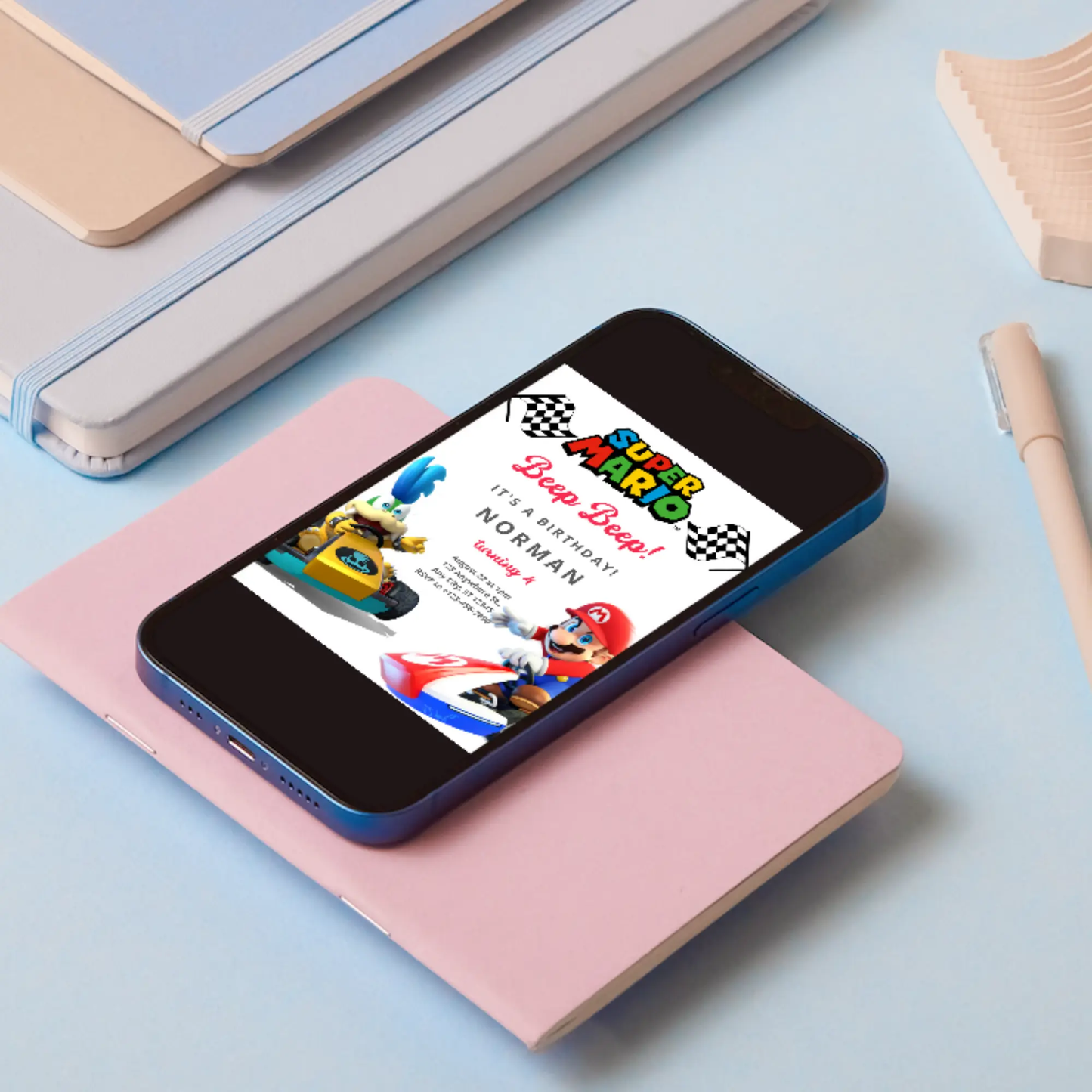 Super Mario Kart Birthday Invitation Template - CreativeRino