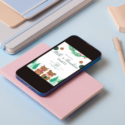 Milk and Cookies Christmas Invitation Template - CreativeRino