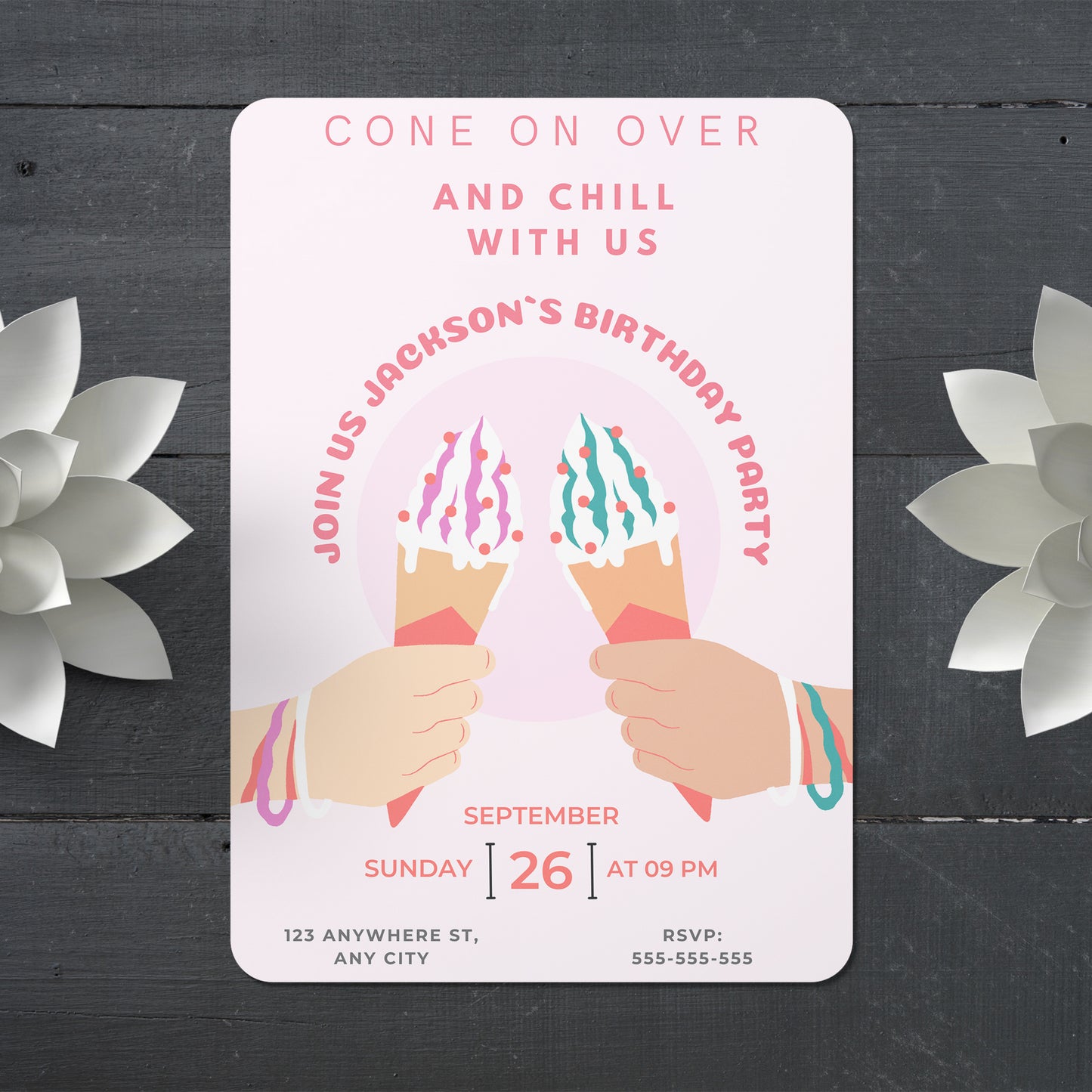 Snow Cone Birthday Party Invitation | Snow Cone Invite Canva Template