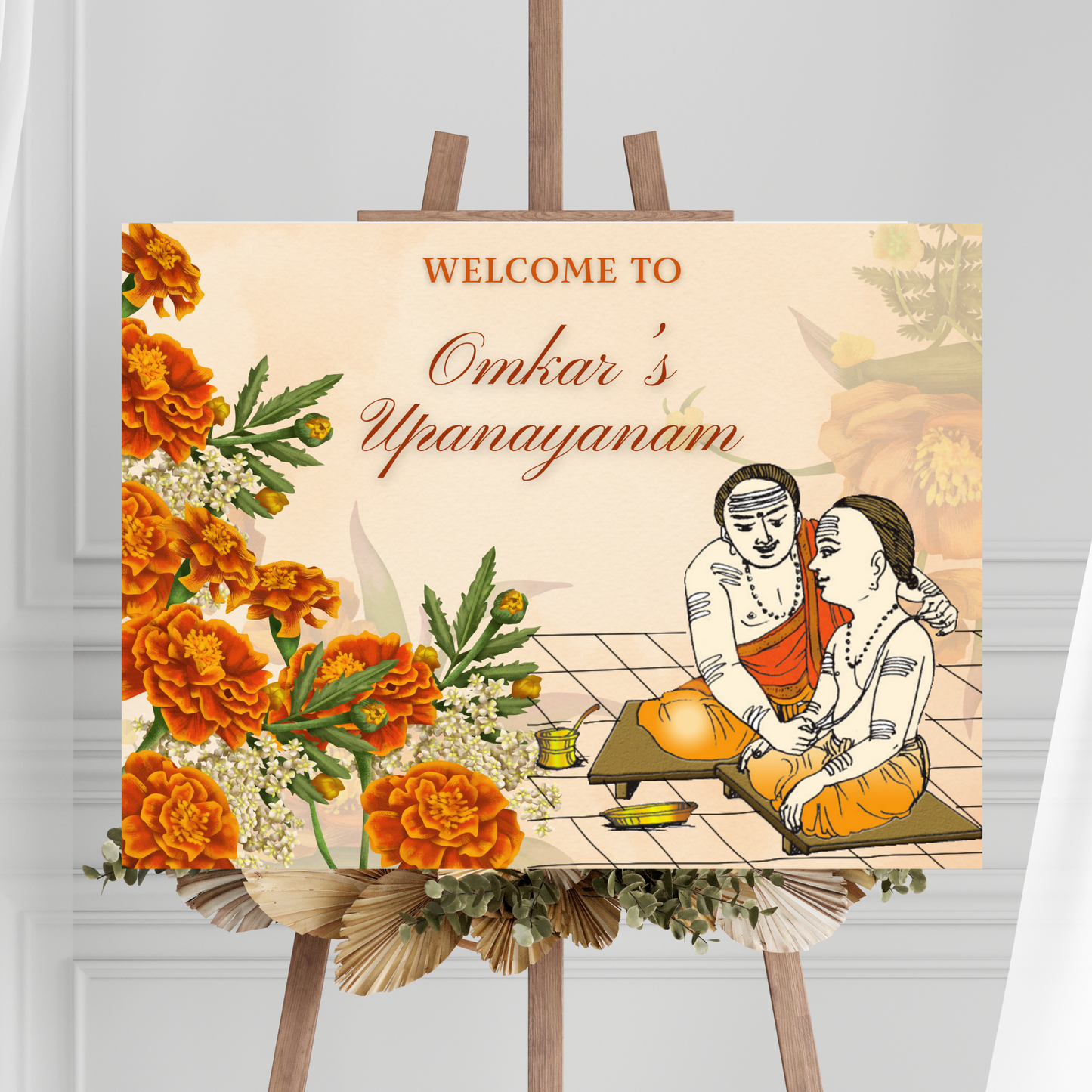 Upanayanam Ceremony Sign Template | Janeau Thread Ceremony Welcome Sign