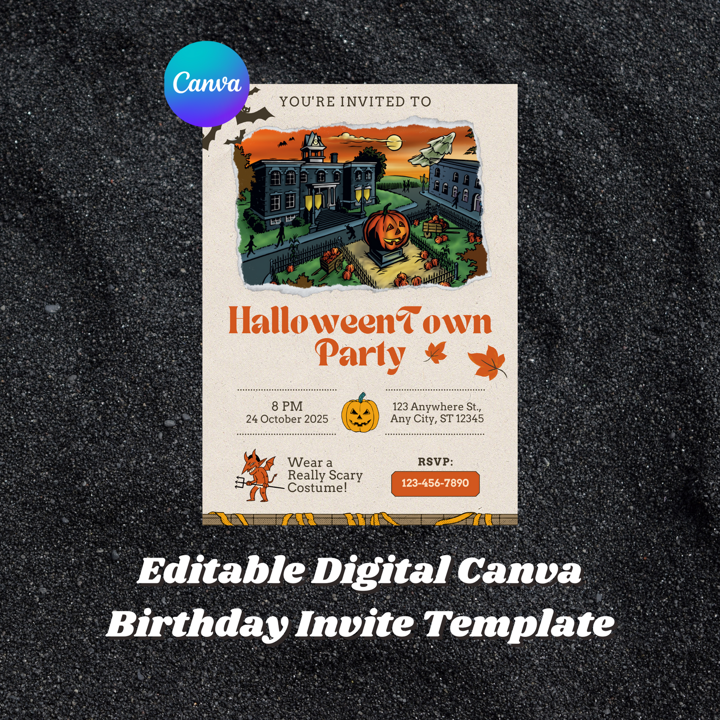 Halloweentown Party Invitation Template | Retro Halloweentown University Est 1998