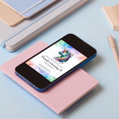 Caticorn Unicorn Birthday Invitation Template - CreativeRino