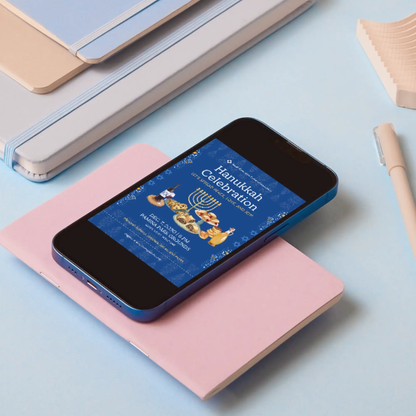 Hanukkah Invitation Template | Hanukkah Celebration Party Invite - CreativeRino