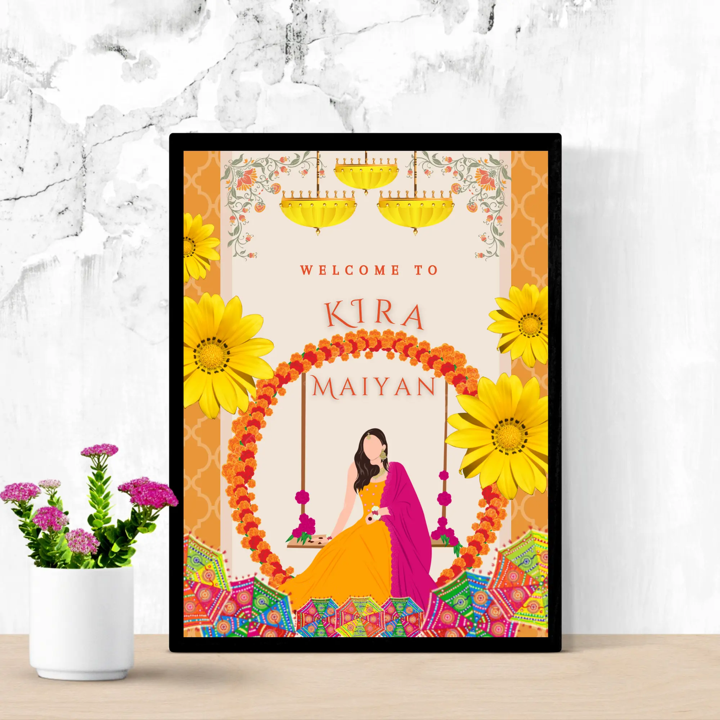 Maiyan Pithi Haldi Sign Template | Indian Wedding Welcome Sign - CreativeRino