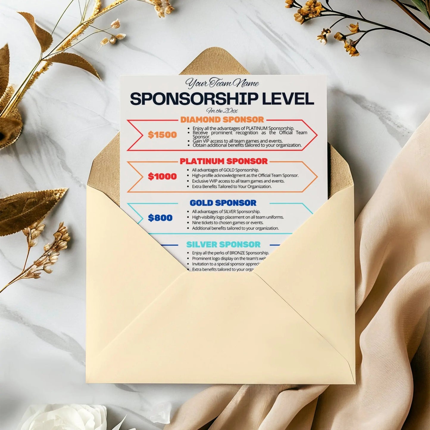 Sponsorship Level Flyer | Club Sponsorship Level Template CreativeRino