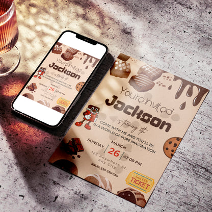 Chocolate Factory Birthday Invitation Template - CreativeRino