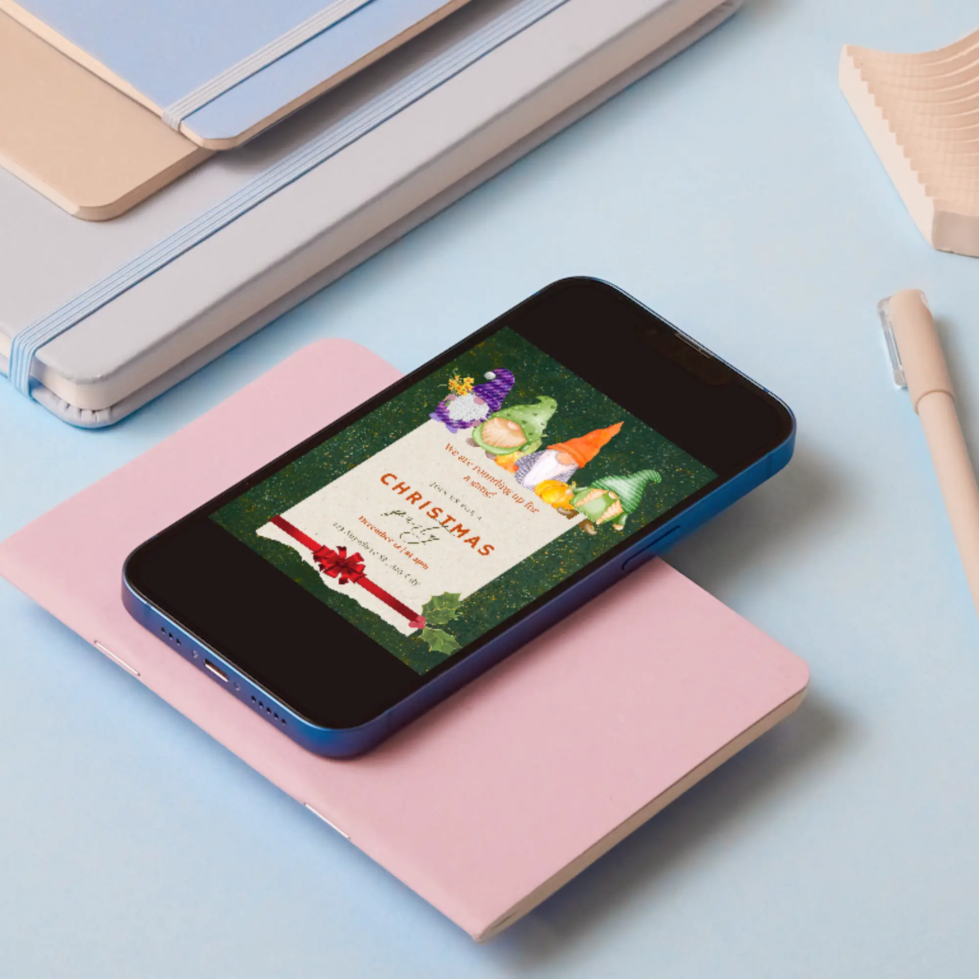 Gnome Christmas Party Invitation Template - CreativeRino