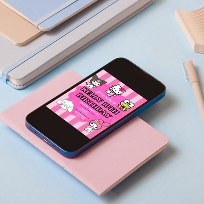 Kawaii Kitty Birthday Invitation Template - CreativeRino