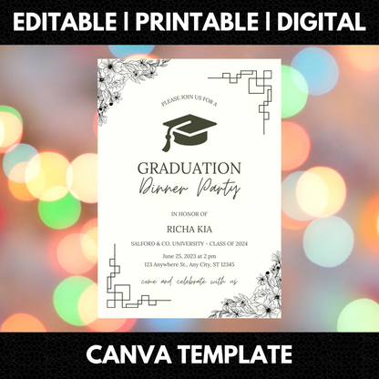 Graduation Dinner Invitation Template - CreativeRino