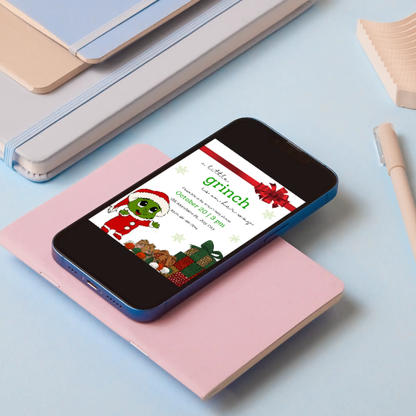 Grinch Baby Shower Invite Template | Grinchmas Whoville Baby Shower Invitation - CreativeRino