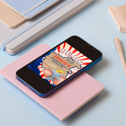 Dumbo Birthday Invitation Template - CreativeRino