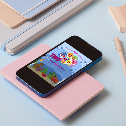 Baby Shark Birthday Invitation Template - CreativeRino