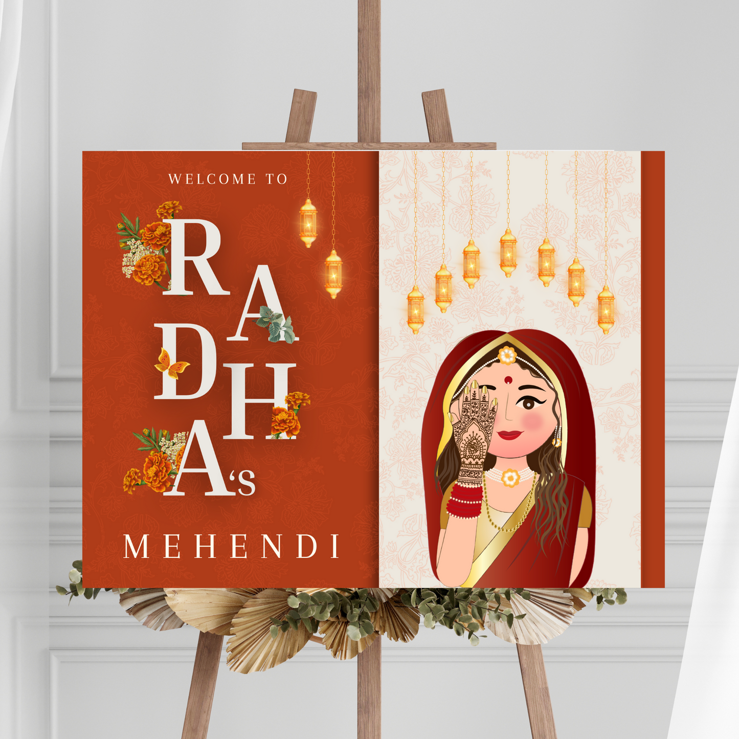 Mehndi Sign Template | Indian Wedding Welcome Sign