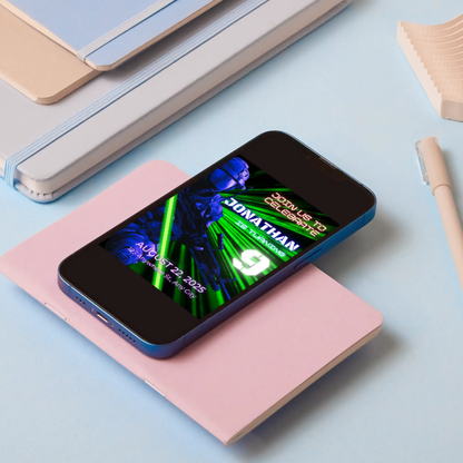 Laser Tag Gaming Birthday Invitation Template - CreativeRino