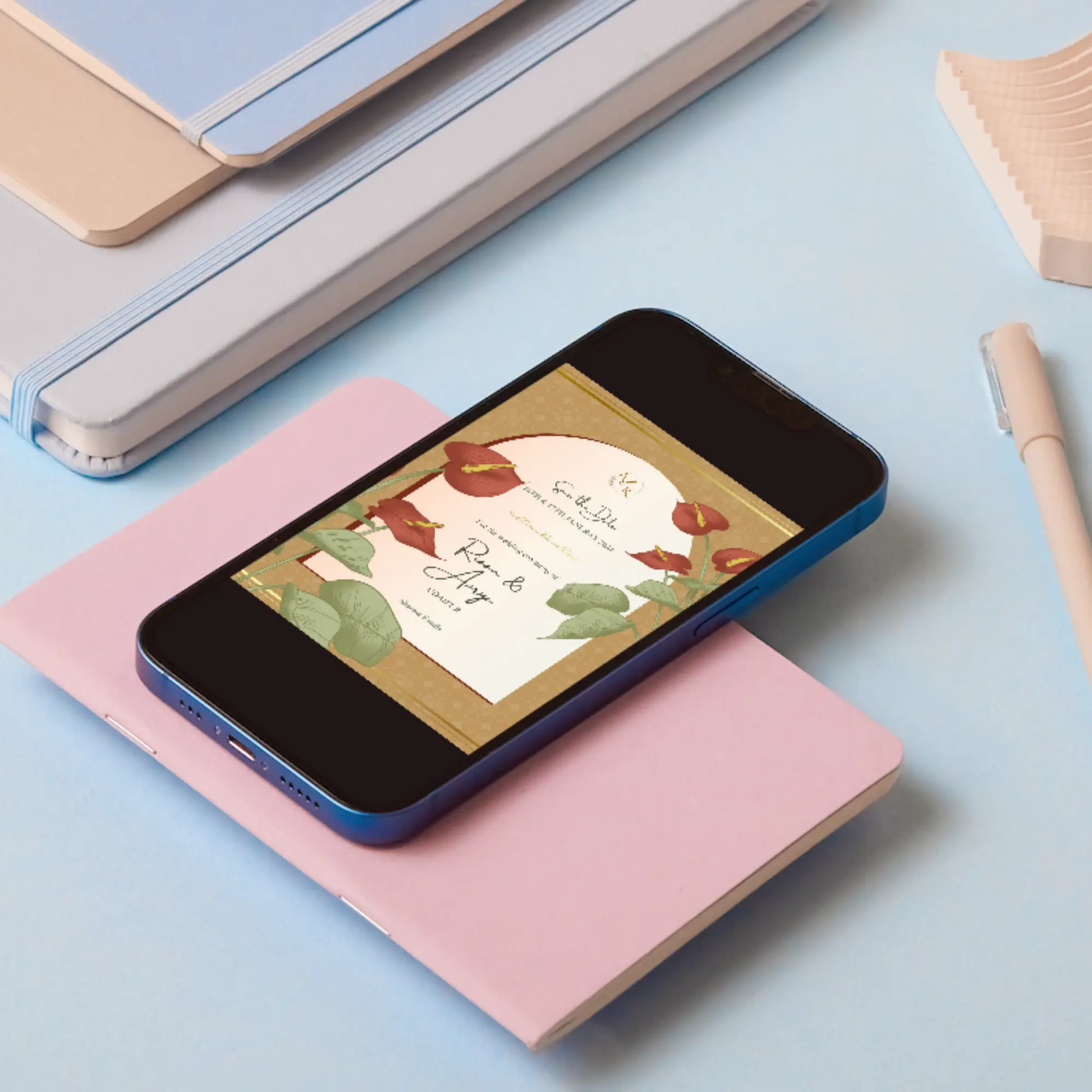 Anthurium Wedding Invitation Template - CreativeRino