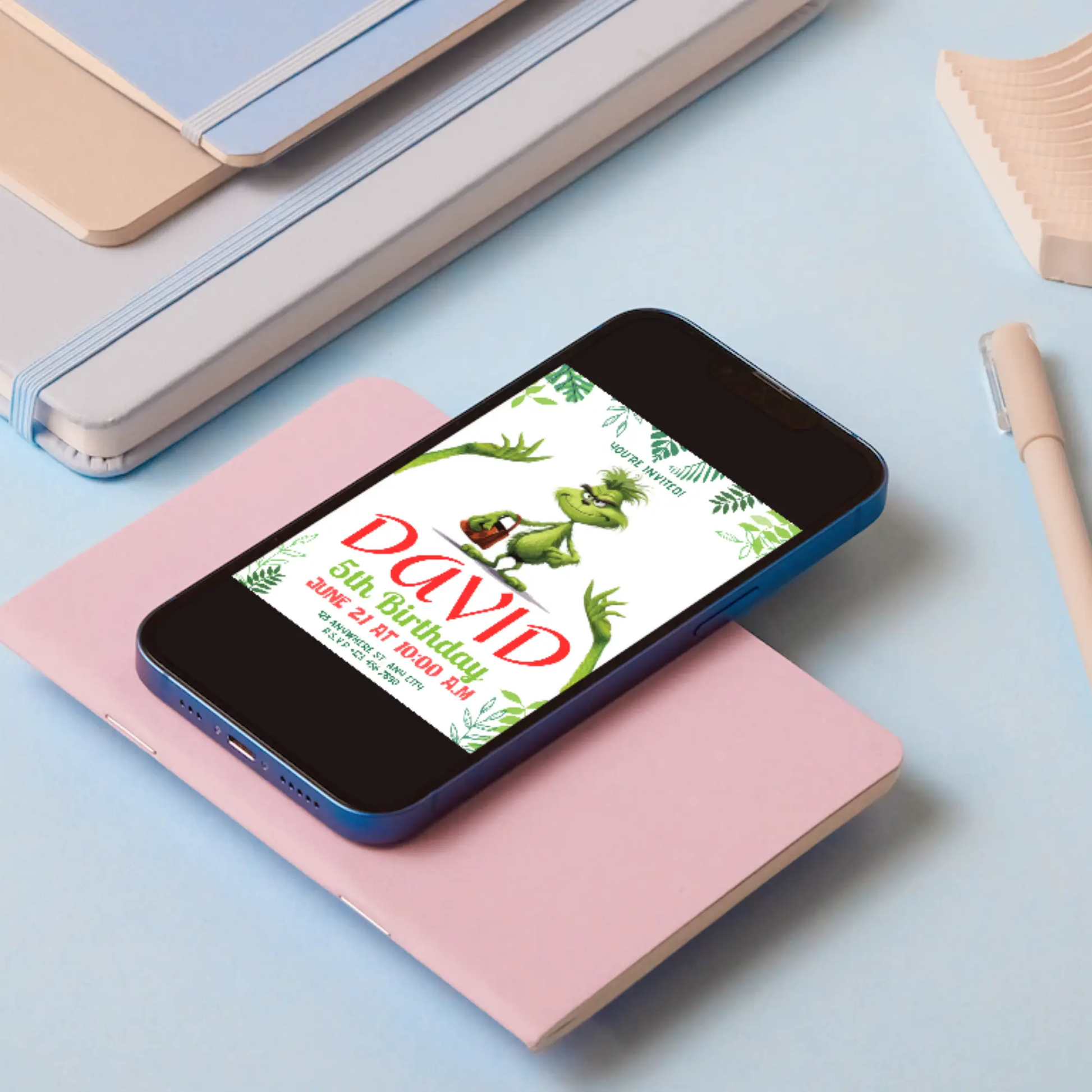 Baby Grinch Christmas Birthday Invitation Template - CreativeRino