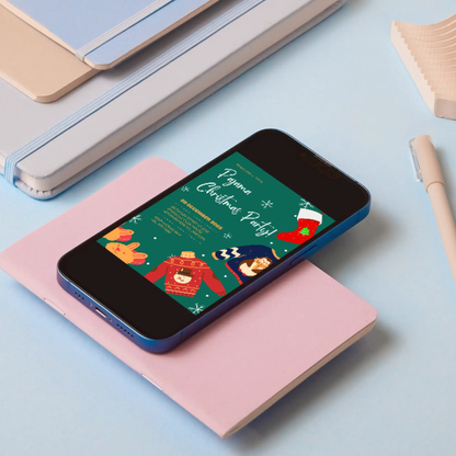 Slumber Christmas Pajamas Party Invitation Template - CreativeRino