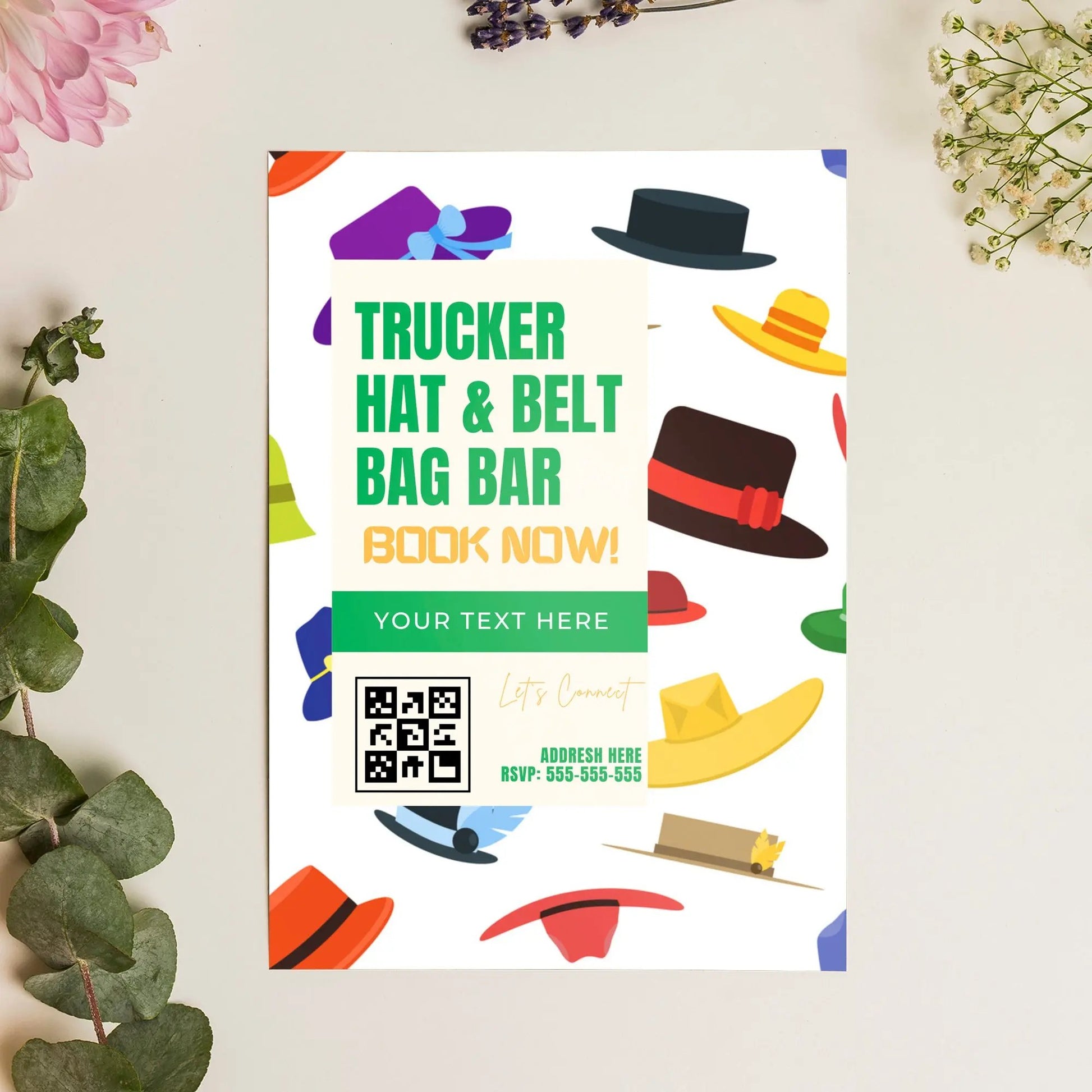 Trucker Hat Bar Flyer Template | Trucker Hat Bar Party Booking Flyer CreativeRino