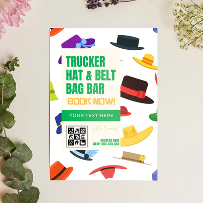 Trucker Hat Bar Flyer Template | Trucker Hat Bar Party Booking Flyer CreativeRino