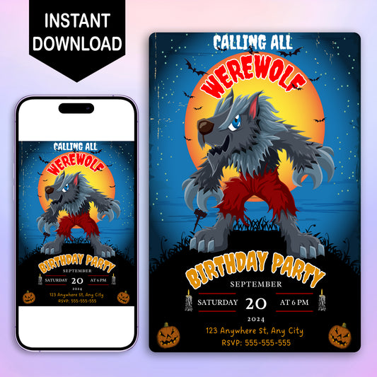 Werewolf Birthday Invitation Template