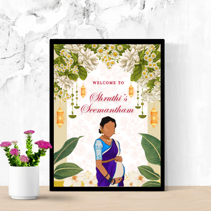 Seemantham Ceremony Sign Template | Indian Baby Shower Welcome Sign - CreativeRino
