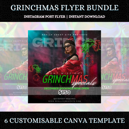 Grinchmas Flyer Template | Grinch Christmas Booking Flyer - CreativeRino