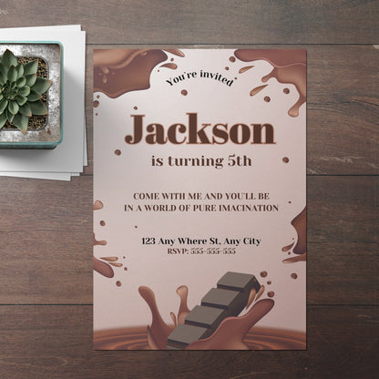 Chocolate Factory Birthday Invitation Template - CreativeRino