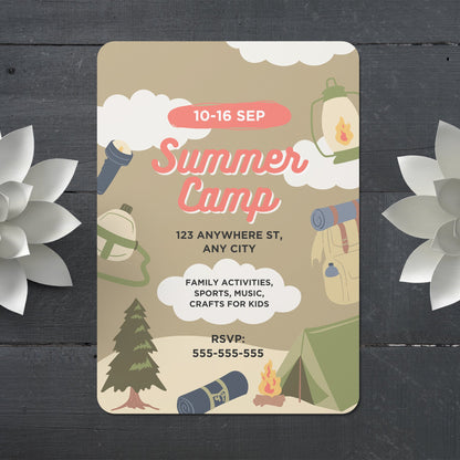Summer Camp Bachelorette Invitation | Camping Invite Canva Template CreativeRino