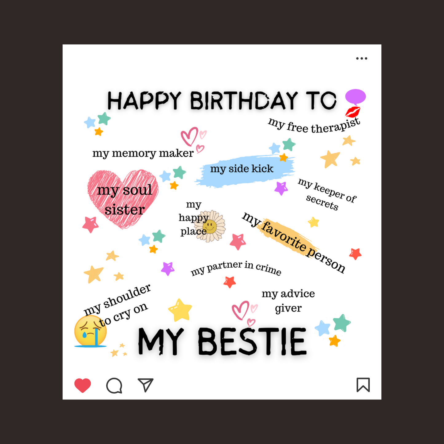 My Bestie Birthday Card Template