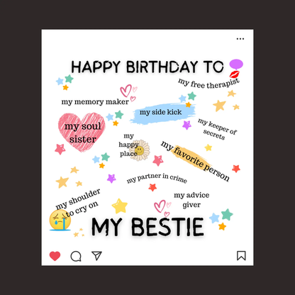 My Bestie Birthday Card Template CreativeRino