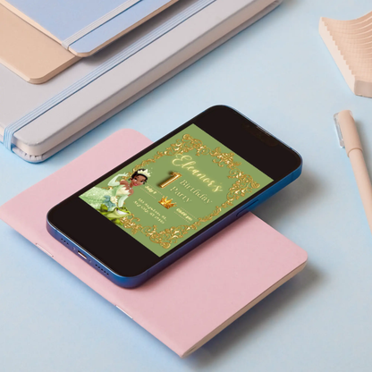 Princess Tiana Birthday Invitation Template - CreativeRino