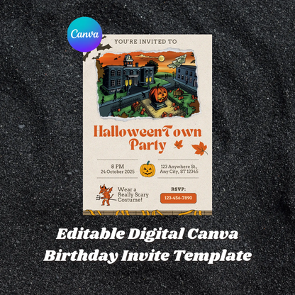 Halloweentown Party Invitation Template | Retro Halloweentown University Est 1998 - CreativeRino