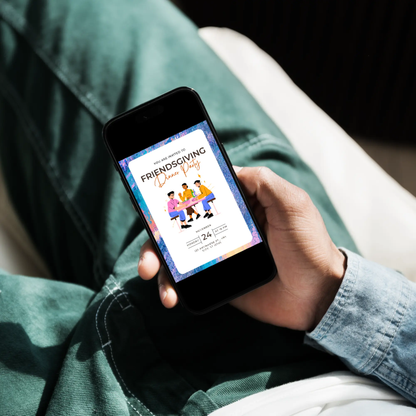 Friendsgiving Dinner Party Invitation Template | Thanksgiving Invite - CreativeRino