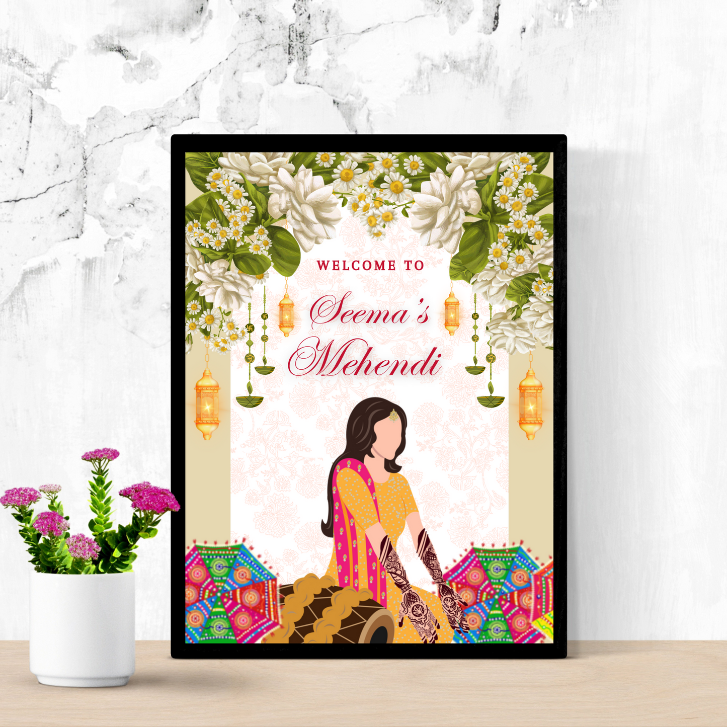 Mehndi Sign Template | Indian Wedding Welcome Sign