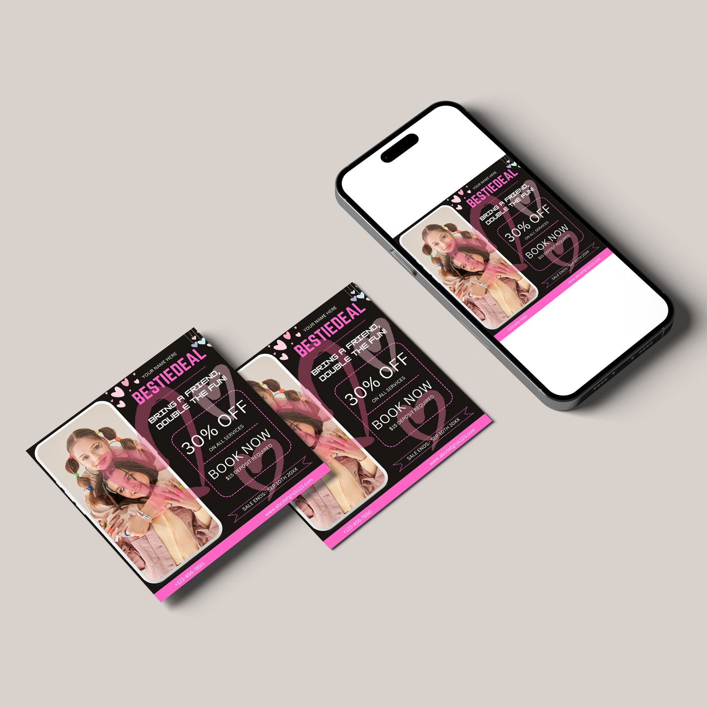 Bring A Bestie Flyer Template | Bring A Friend Social Media Flyer