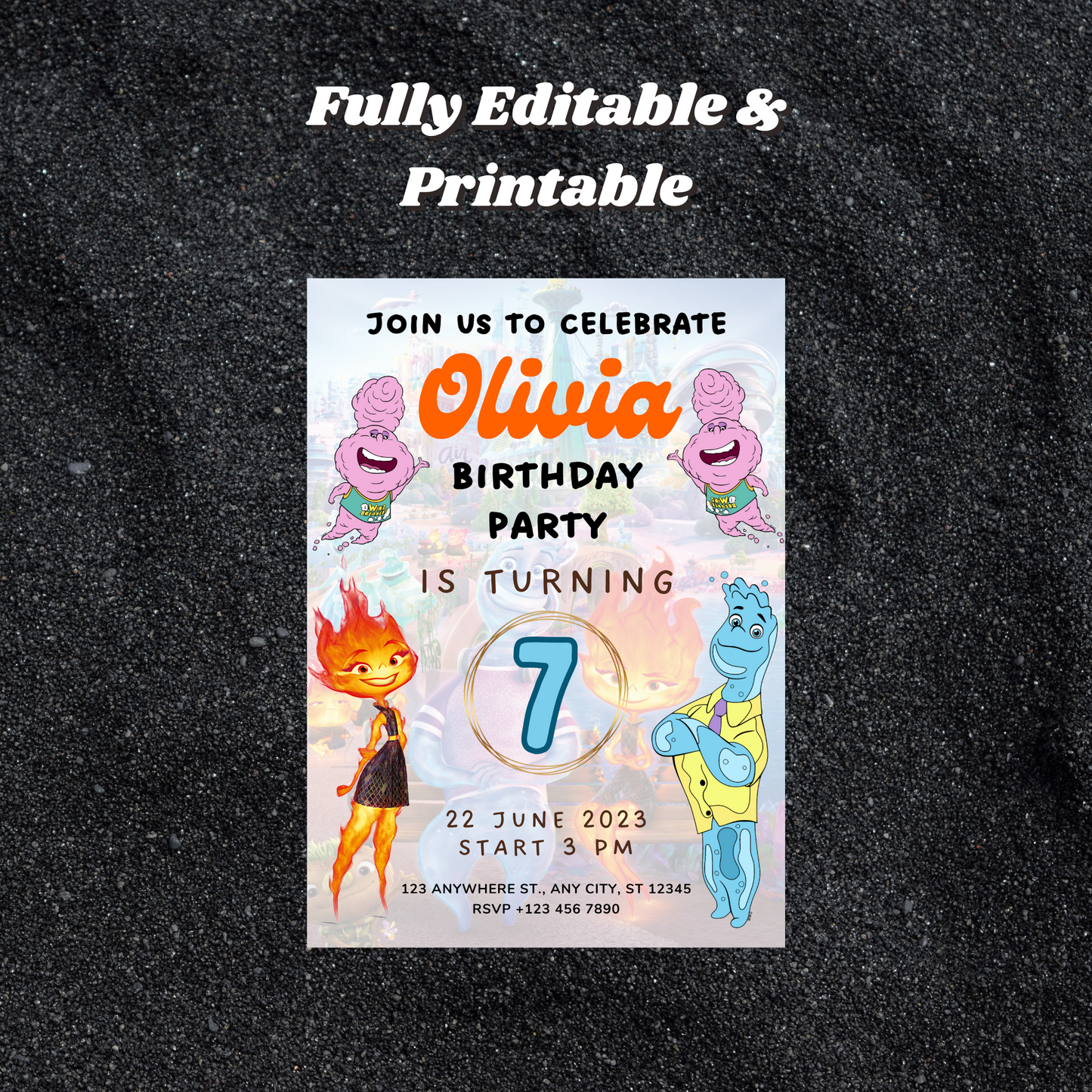 Elemental Birthday Party Invitation Template