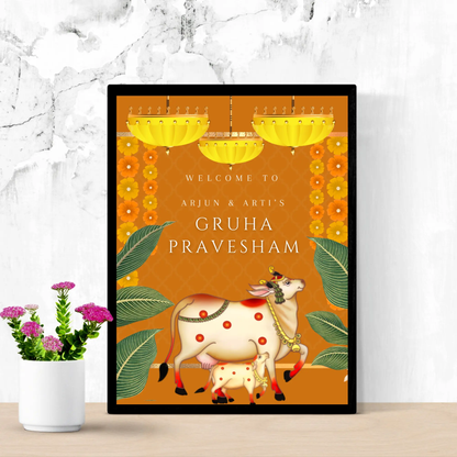 Gruhapravesham Welcome Sign Template | Indian Housewarming Welcome Sign - CreativeRino