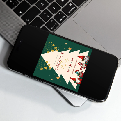 Gnome Christmas Party Invitation Template - CreativeRino