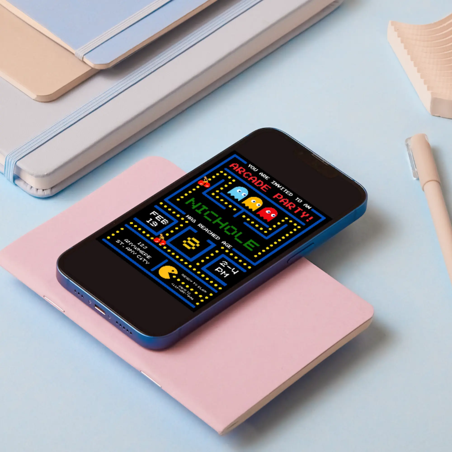 Pac Man Birthday Invitation Template - CreativeRino