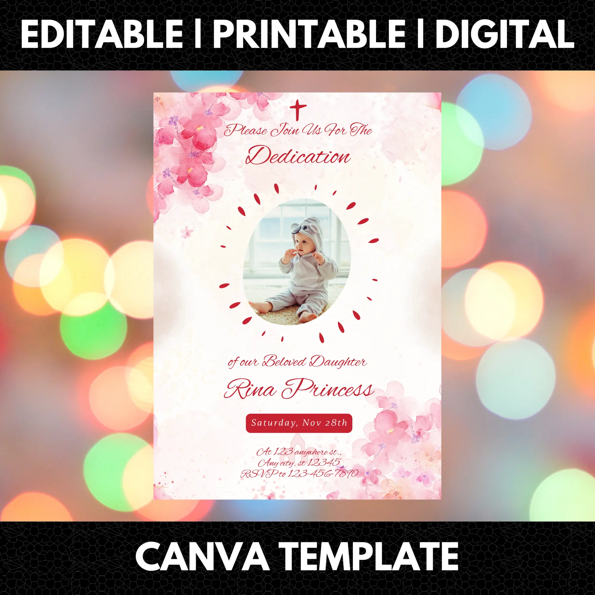 Baby Dedication Invitation Template - CreativeRino