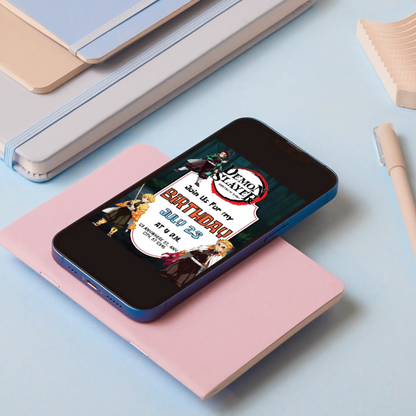 Demon Slayer Birthday Invitation Template - CreativeRino