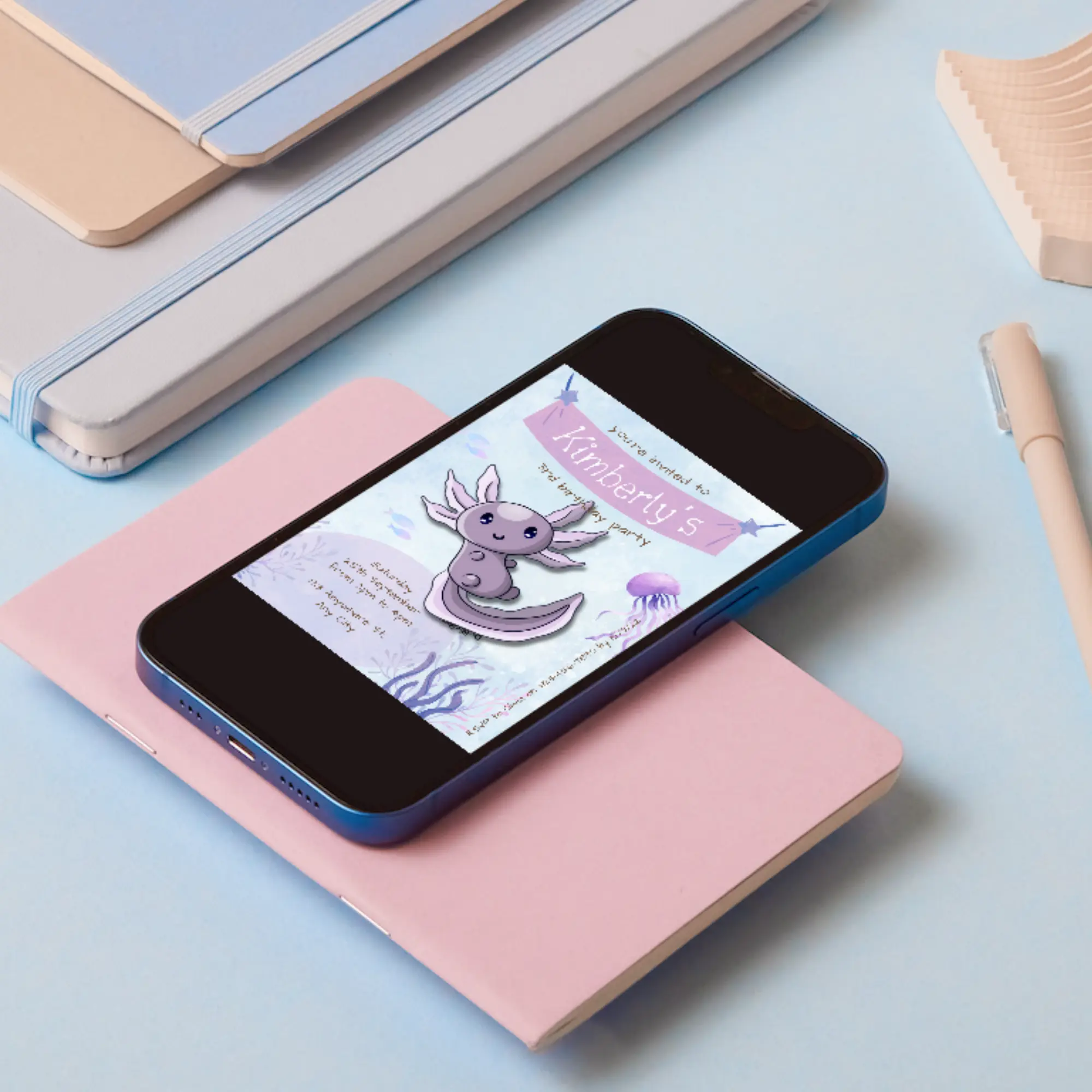 Axolotl Birthday Invitation Template - CreativeRino